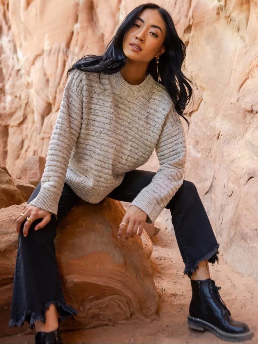 Bohme Ribbed Crewneck Pullover Sweater